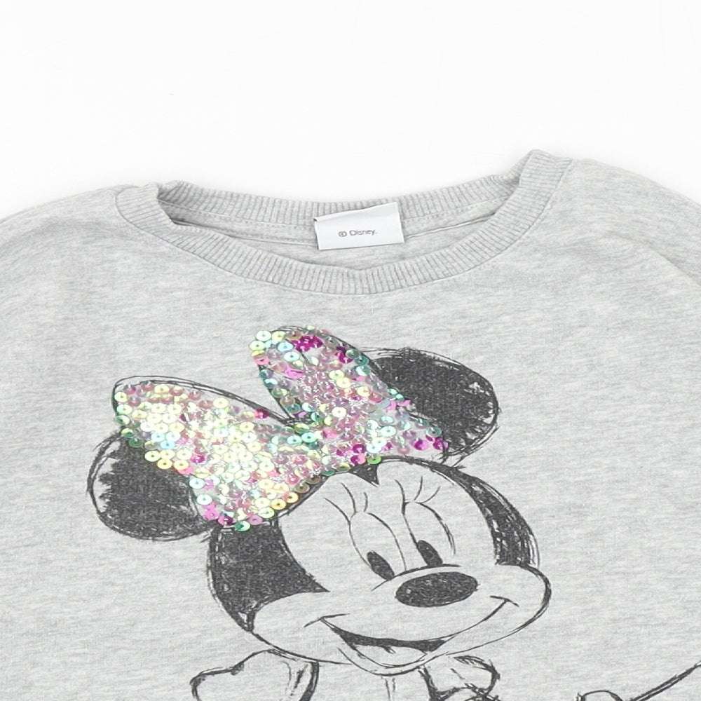 F&F Girls Grey Cotton Pullover Sweatshirt Size 4-5 Years Pullover - Minnie Mouse
