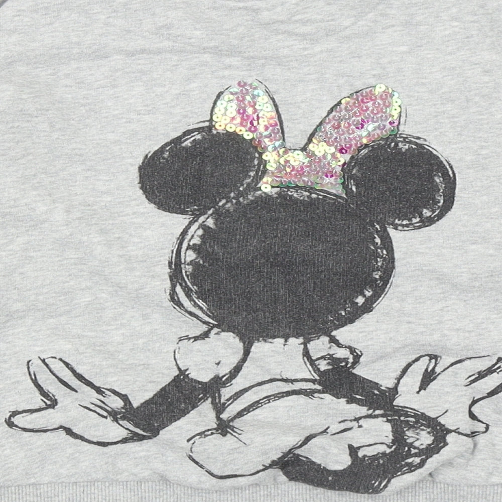 F&F Girls Grey Cotton Pullover Sweatshirt Size 4-5 Years Pullover - Minnie Mouse