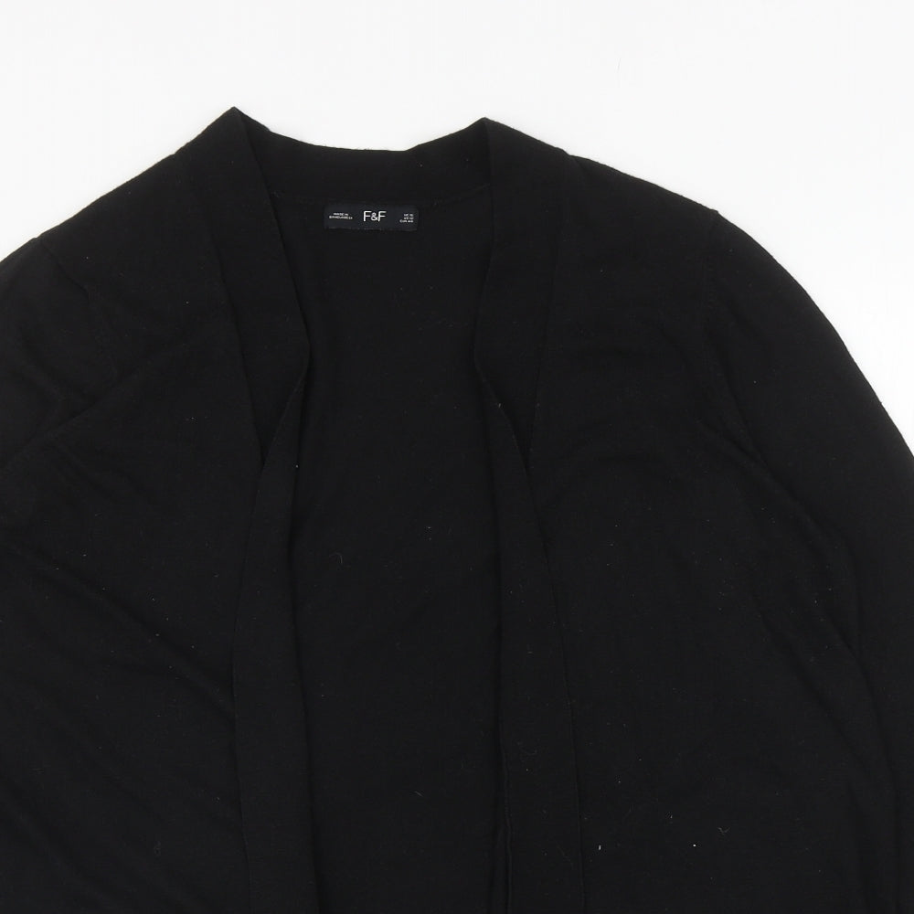F&F Womens Black V-Neck Nylon Cardigan Jumper Size 16