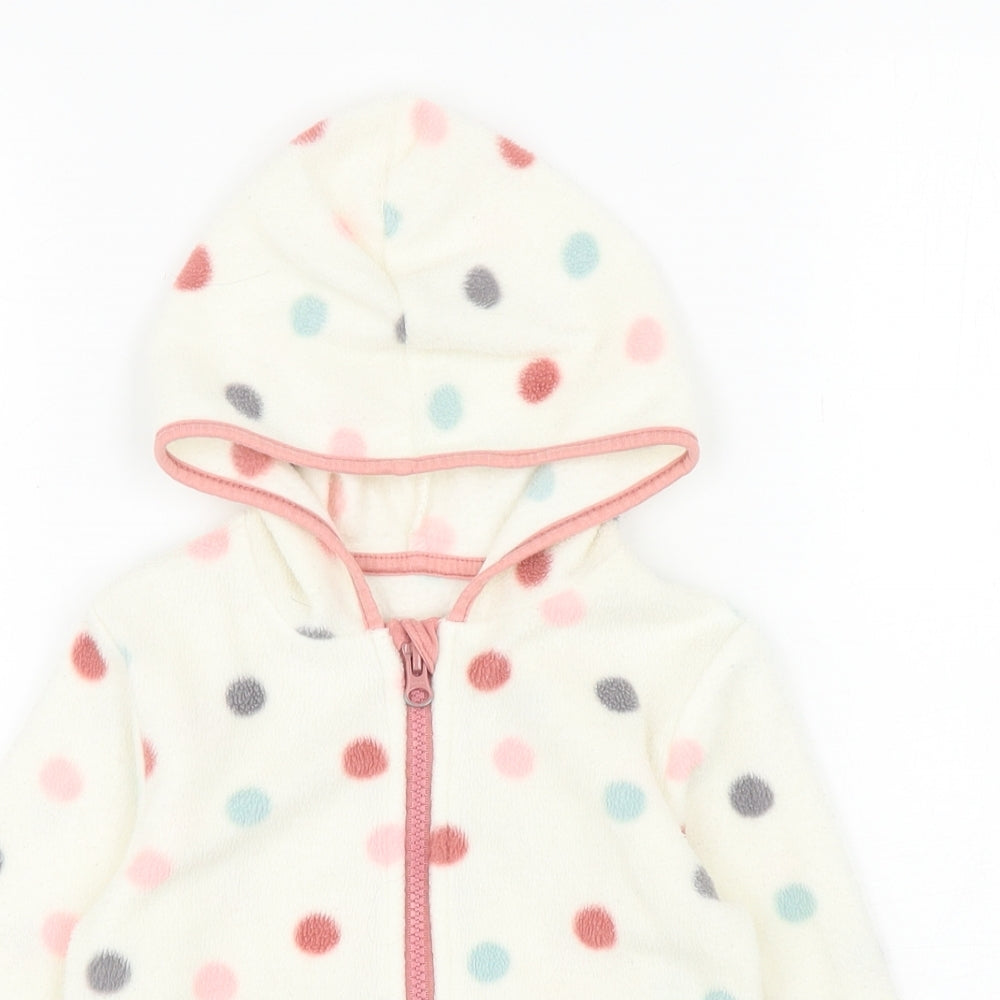 George Girls Ivory Spotted Basic Jacket Coatigan Size 18-24 Months Zip