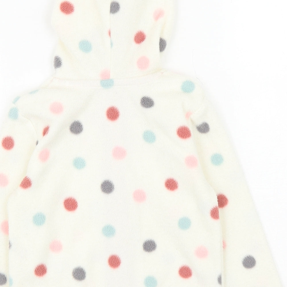 George Girls Ivory Spotted Basic Jacket Coatigan Size 18-24 Months Zip