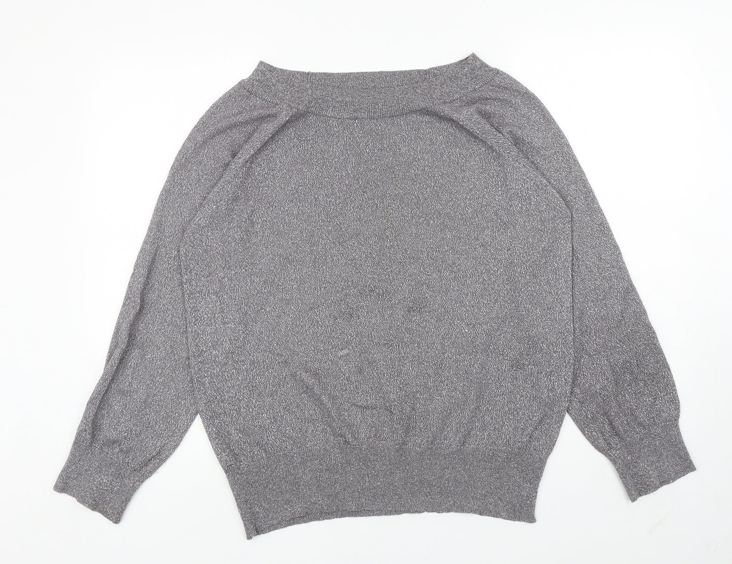 F&F Womens Silver Boat Neck Viscose Pullover Jumper Size 18