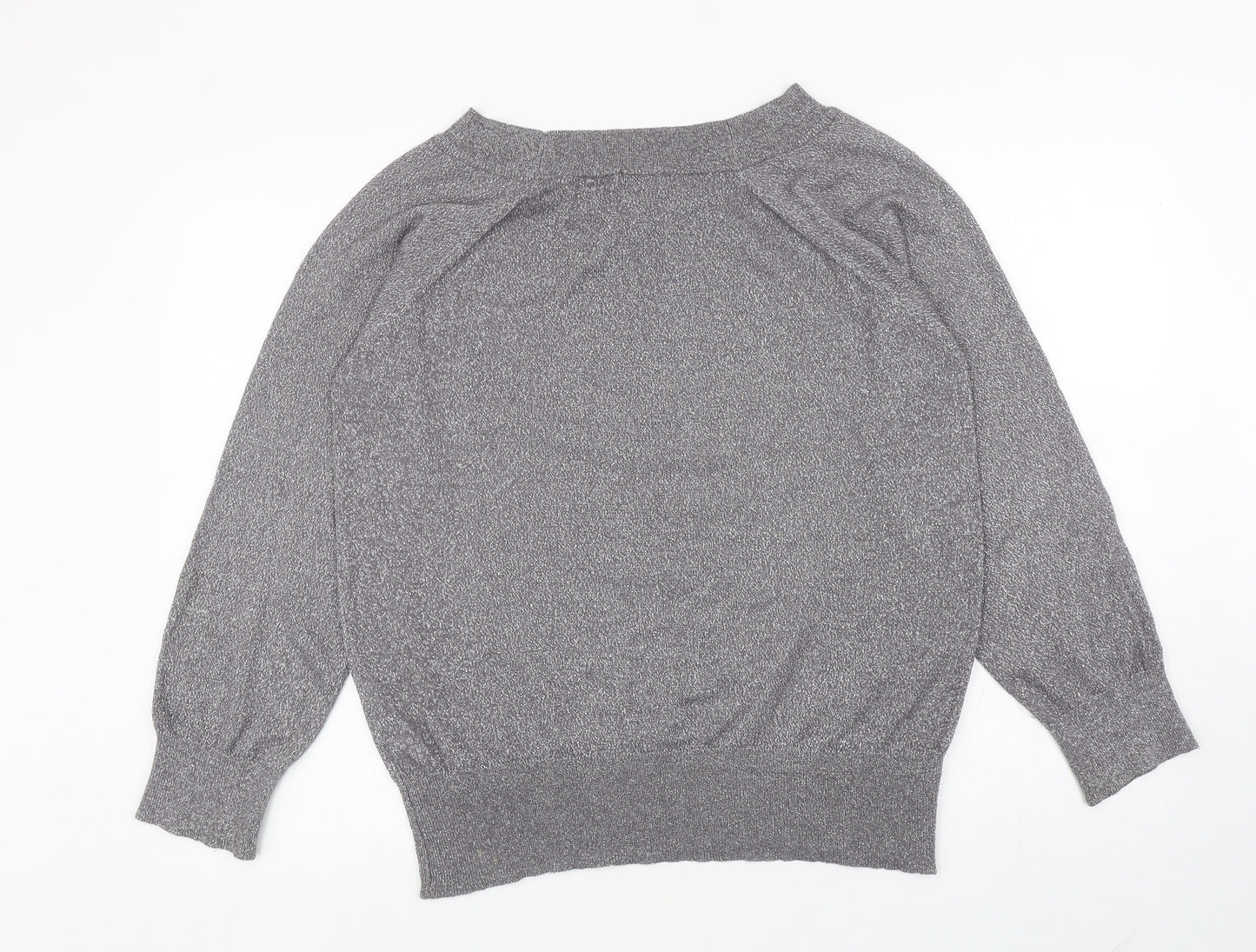 F&F Womens Silver Boat Neck Viscose Pullover Jumper Size 18