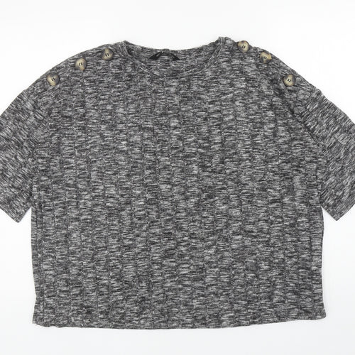 F&F Womens Grey Boat Neck Viscose Pullover Jumper Size 12