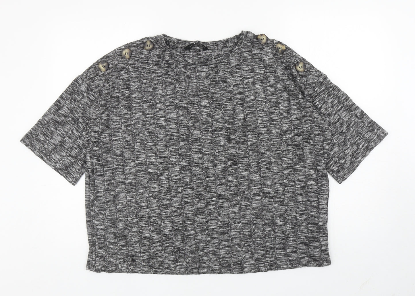 F&F Womens Grey Boat Neck Viscose Pullover Jumper Size 12