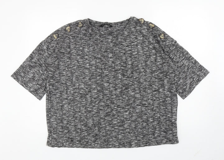 F&F Womens Grey Boat Neck Viscose Pullover Jumper Size 12