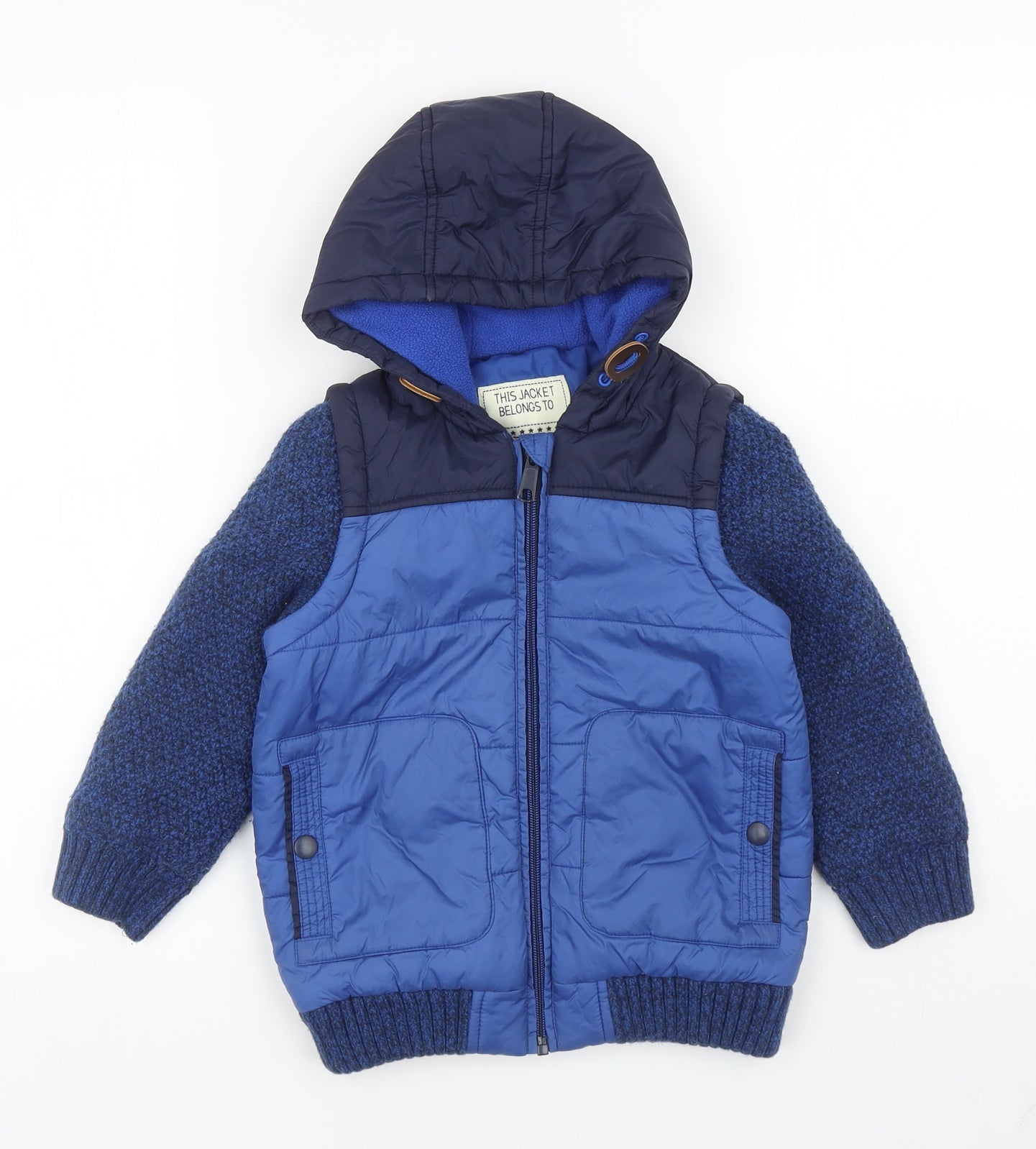 George Boys Blue Puffer Jacket Coat Size 4-5 Years Zip
