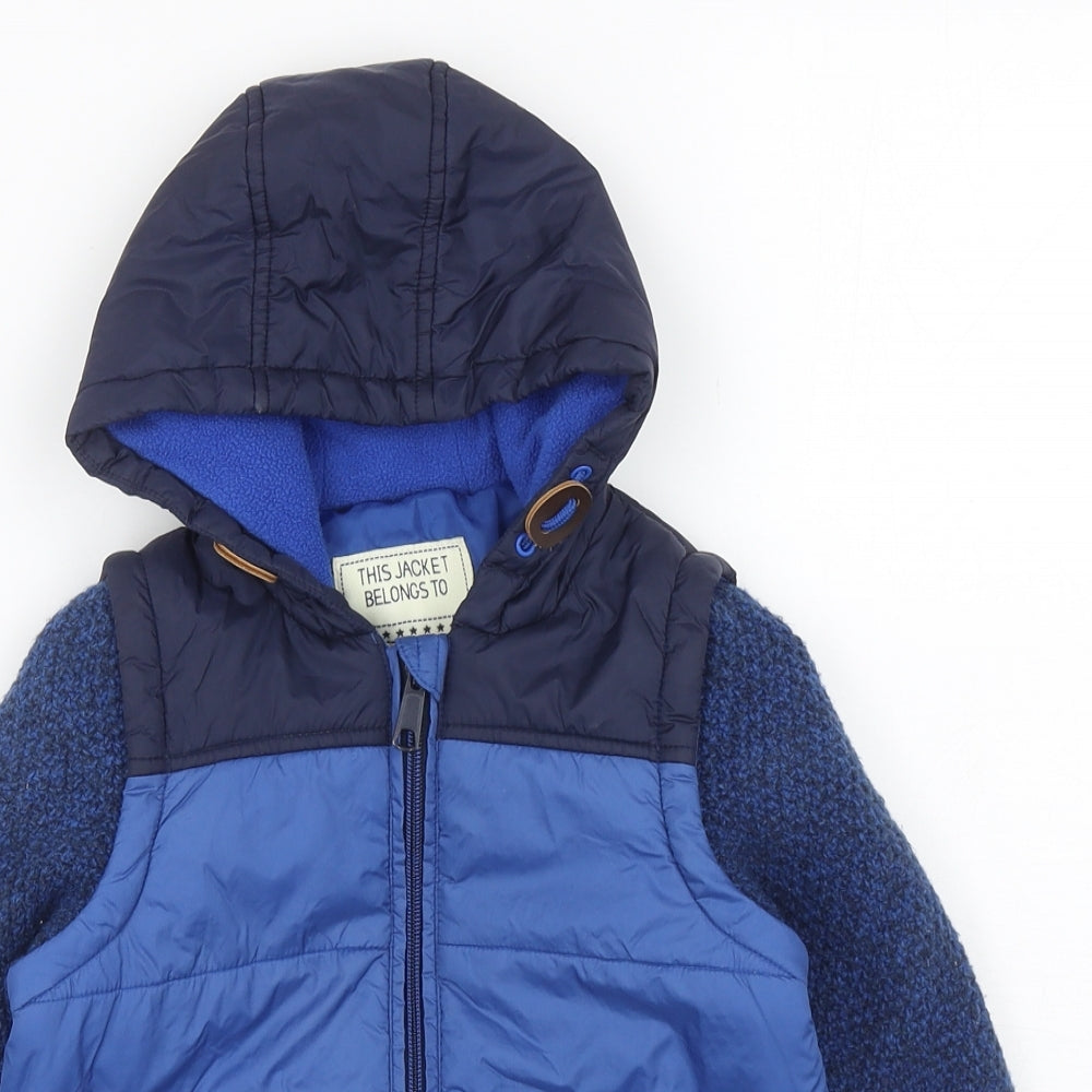 George Boys Blue Puffer Jacket Coat Size 4-5 Years Zip