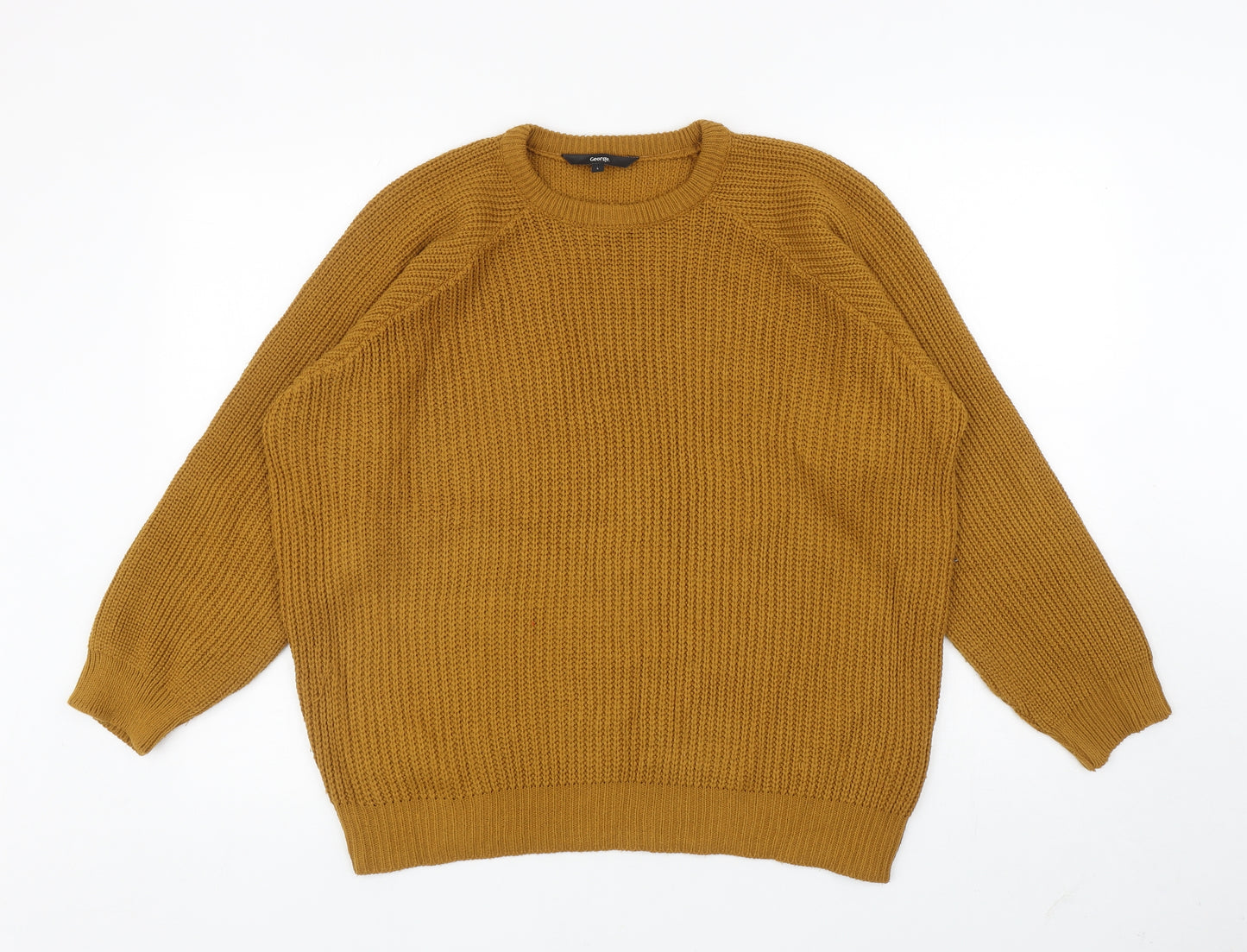 George Mens Yellow Round Neck Acrylic Pullover Jumper Size L