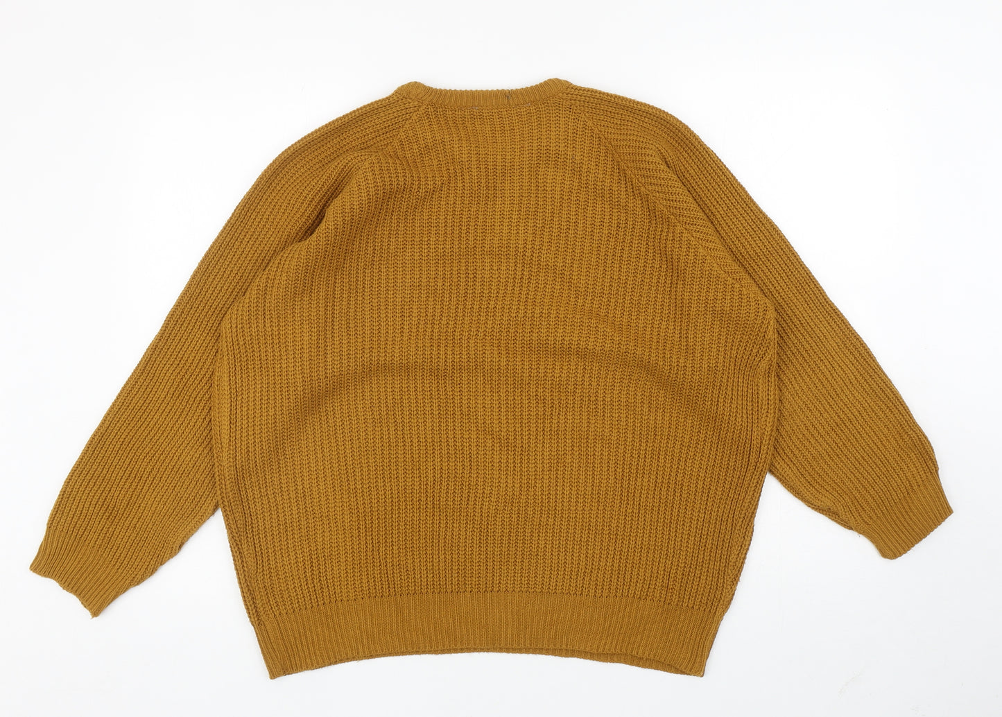 George Mens Yellow Round Neck Acrylic Pullover Jumper Size L