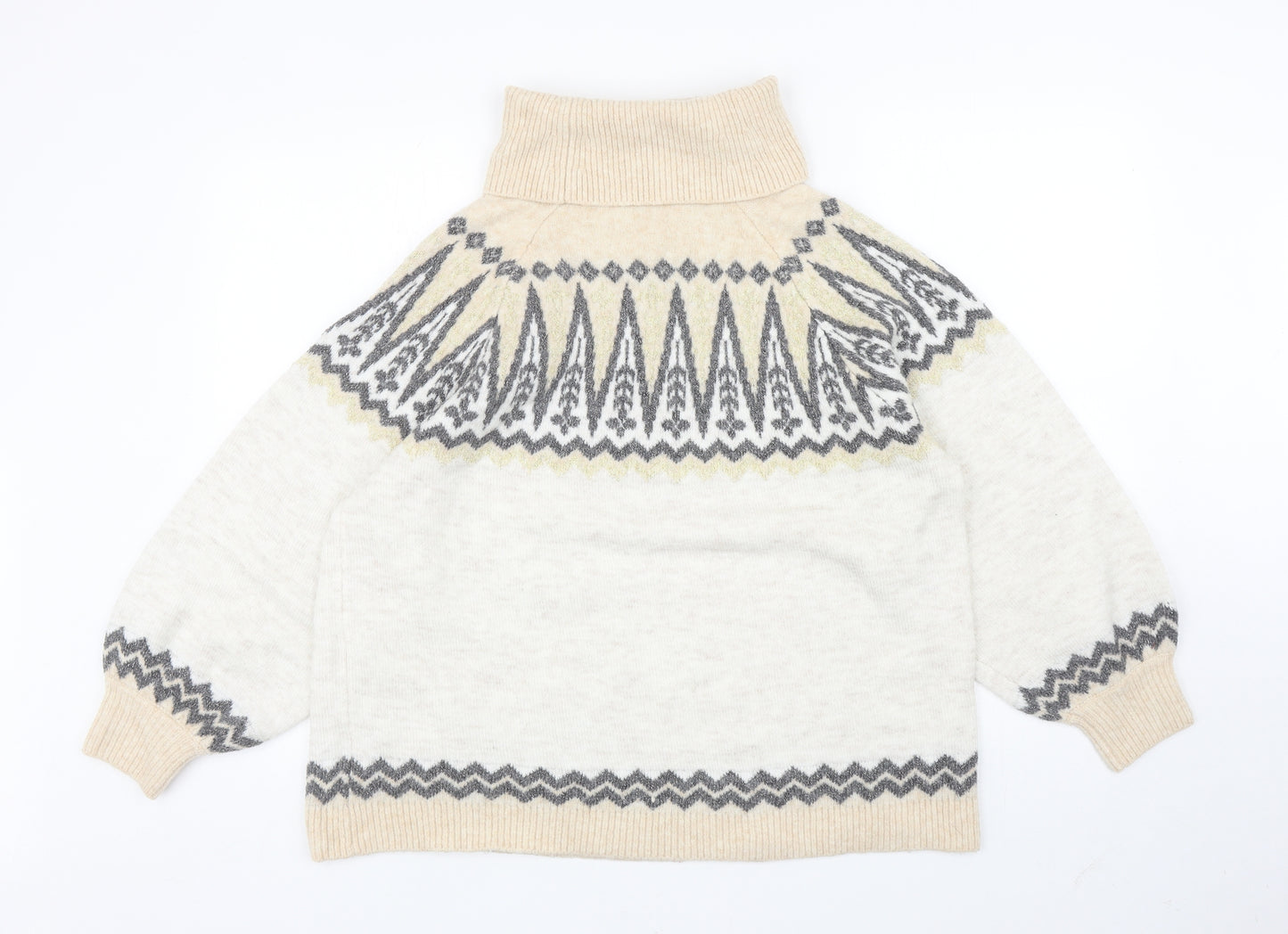 F&F Womens Ivory Roll Neck Fair Isle Acrylic Pullover Jumper Size 16