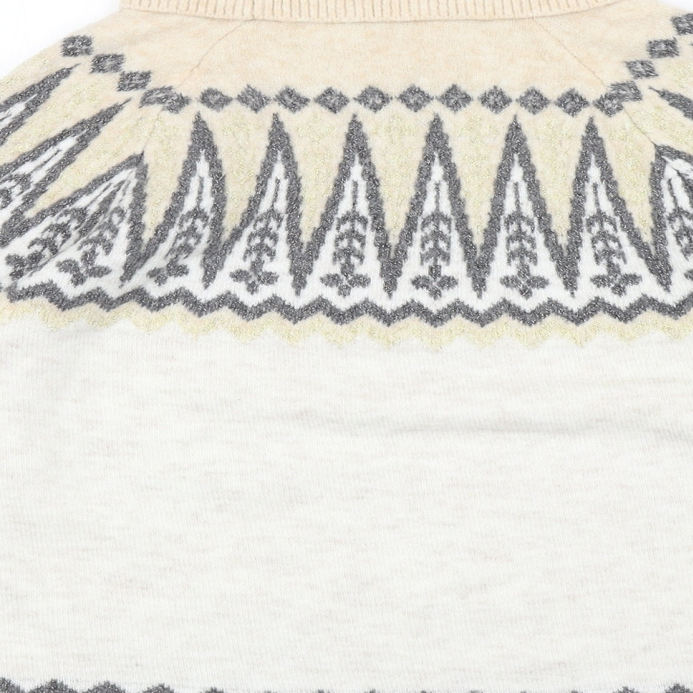 F&F Womens Ivory Roll Neck Fair Isle Acrylic Pullover Jumper Size 16