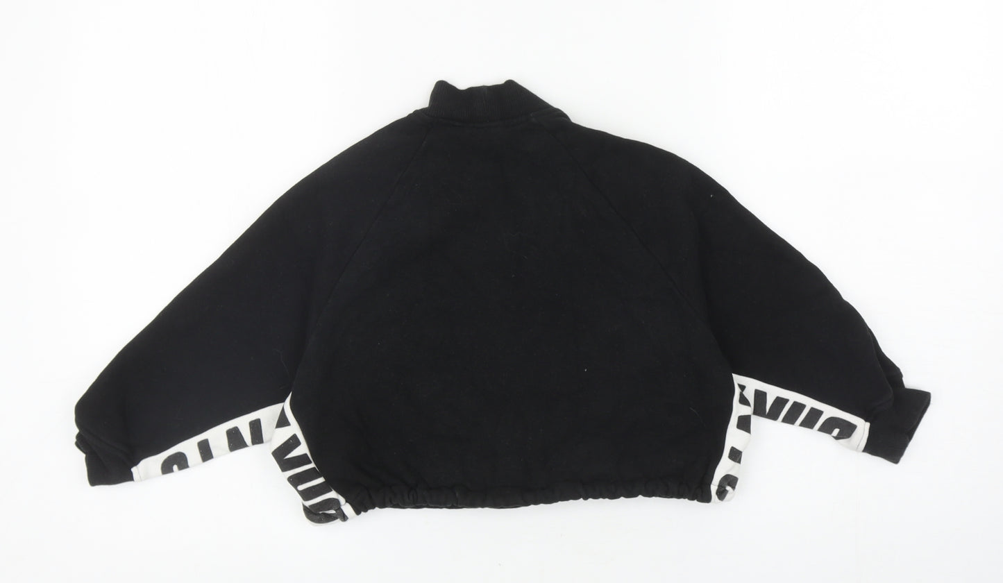 NEXT Girls Black Cotton Pullover Sweatshirt Size 6 Years Pullover - Cropped