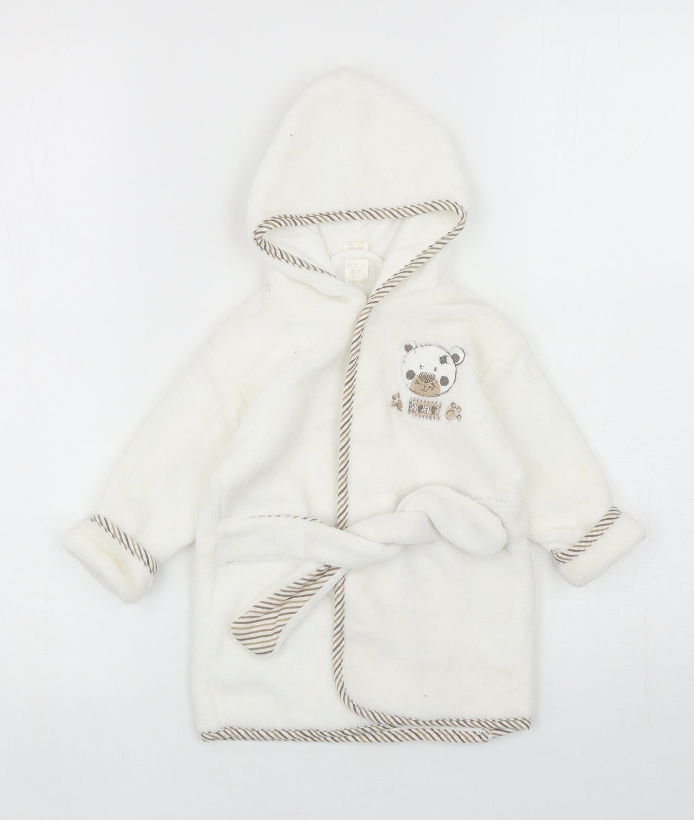 Preworn Baby Ivory Polyester Kimono Robe Size 12-18 Months Tie - Bear