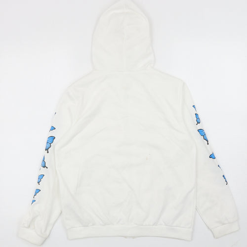 SheIn Girls White Polyester Full Zip Hoodie Size 11-12 Years Zip - Butterflies
