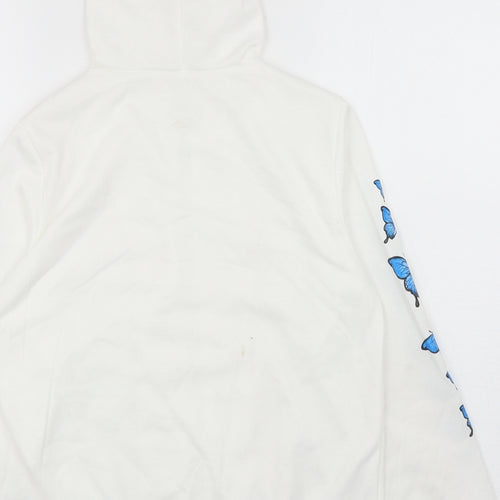 SheIn Girls White Polyester Full Zip Hoodie Size 11-12 Years Zip - Butterflies