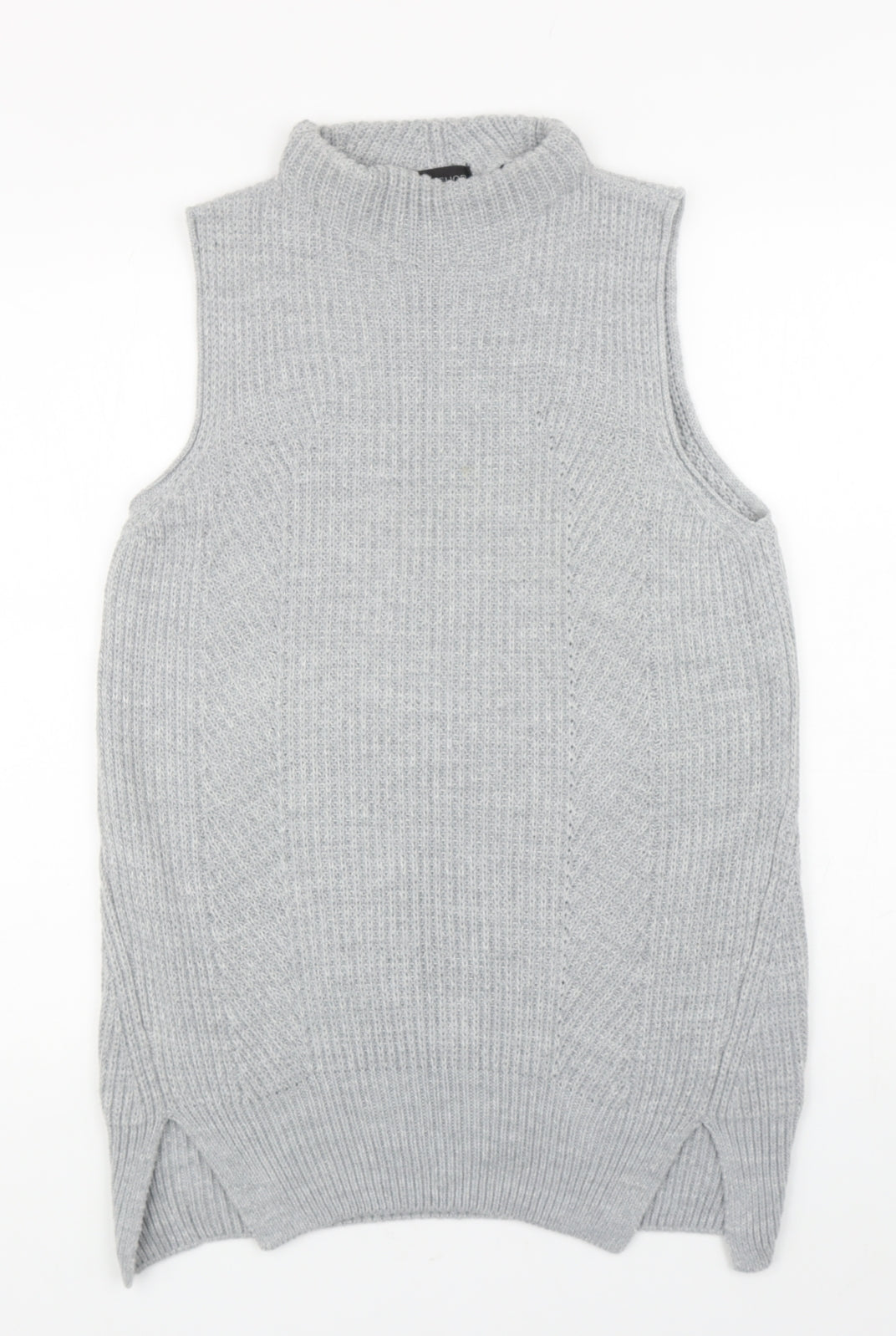 Topshop Womens Grey Mock Neck Cotton Tunic Jumper Size 10