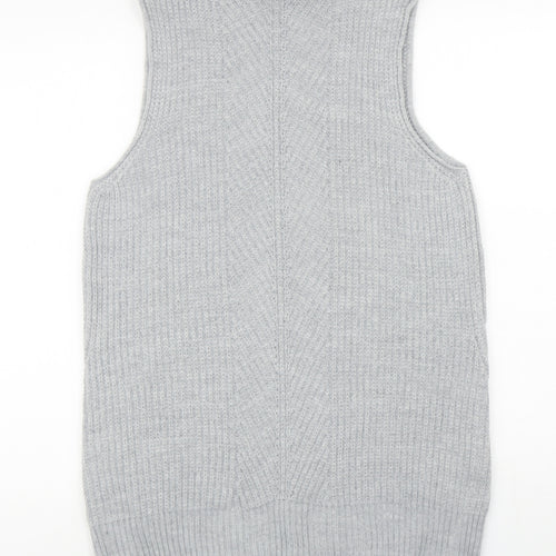 Topshop Womens Grey Mock Neck Cotton Tunic Jumper Size 10