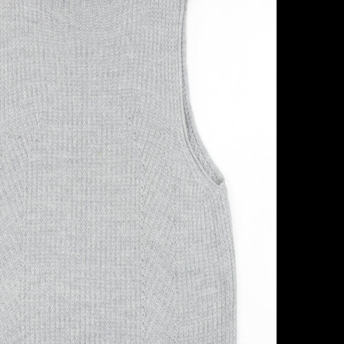 Topshop Womens Grey Mock Neck Cotton Tunic Jumper Size 10