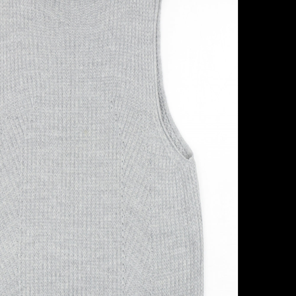 Topshop Womens Grey Mock Neck Cotton Tunic Jumper Size 10