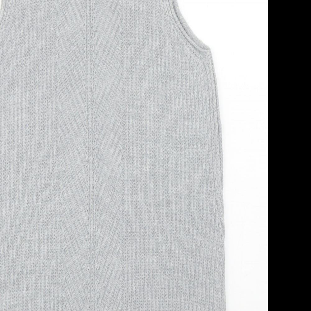 Topshop Womens Grey Mock Neck Cotton Tunic Jumper Size 10