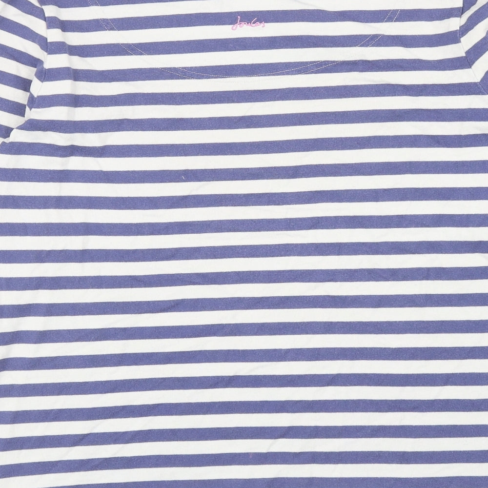 Joules Womens Blue Striped Cotton Basic T-Shirt Size 16 Boat Neck