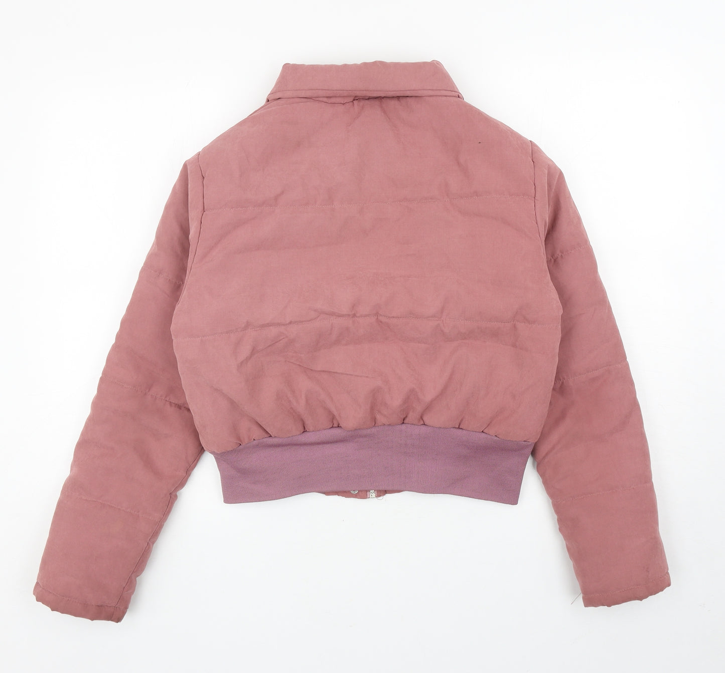 PRETTYLITTLETHING Womens Pink Puffer Jacket Coat Size 8 Snap