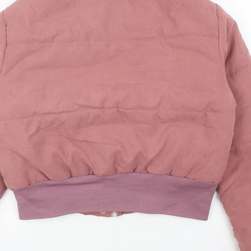 PRETTYLITTLETHING Womens Pink Puffer Jacket Coat Size 8 Snap