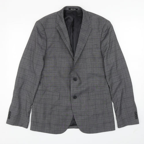 Primark Mens Grey Plaid Polyester Jacket Blazer