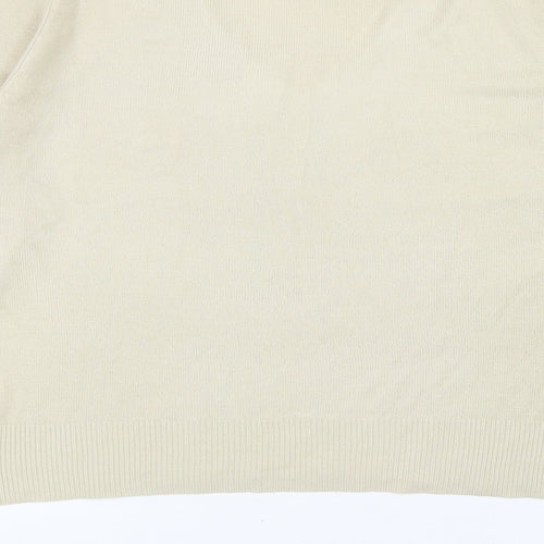 Debbie Morgan Womens Beige V-Neck Acrylic Pullover Jumper Size XL