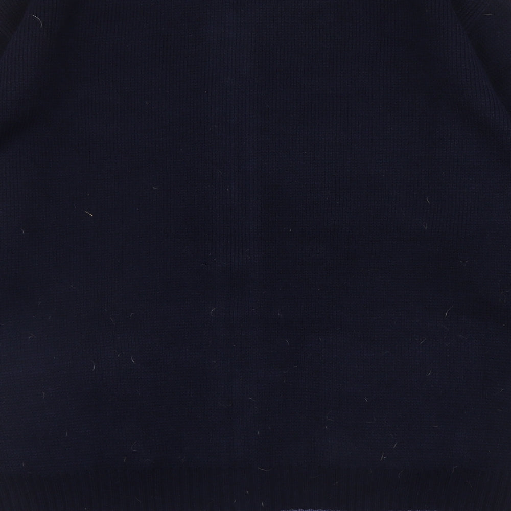 Lupa Mens Blue Round Neck Striped Acrylic Full Zip Jumper Size M