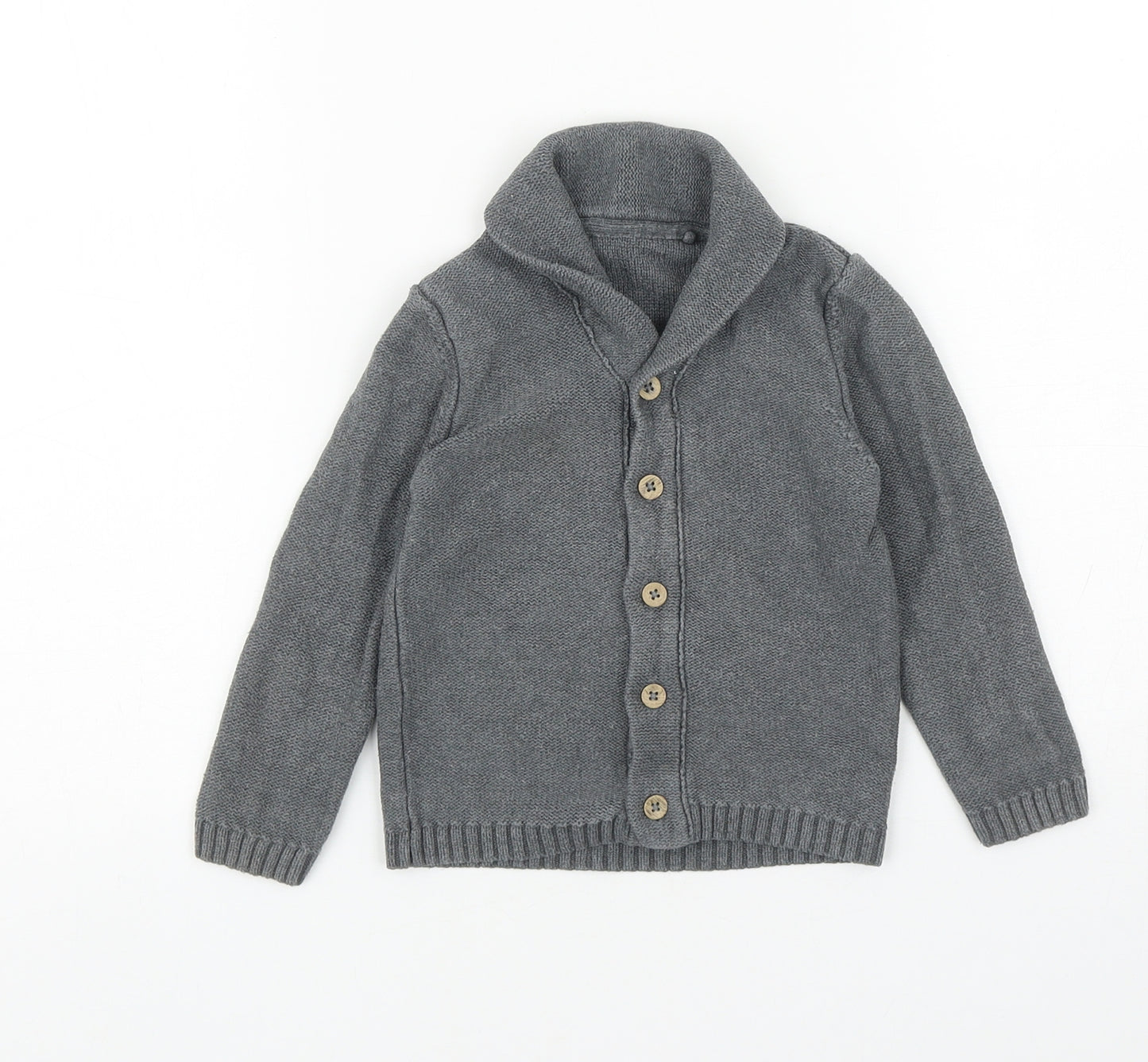 TU Boys Grey Cotton Cardigan Jumper Size 12-18 Months Button