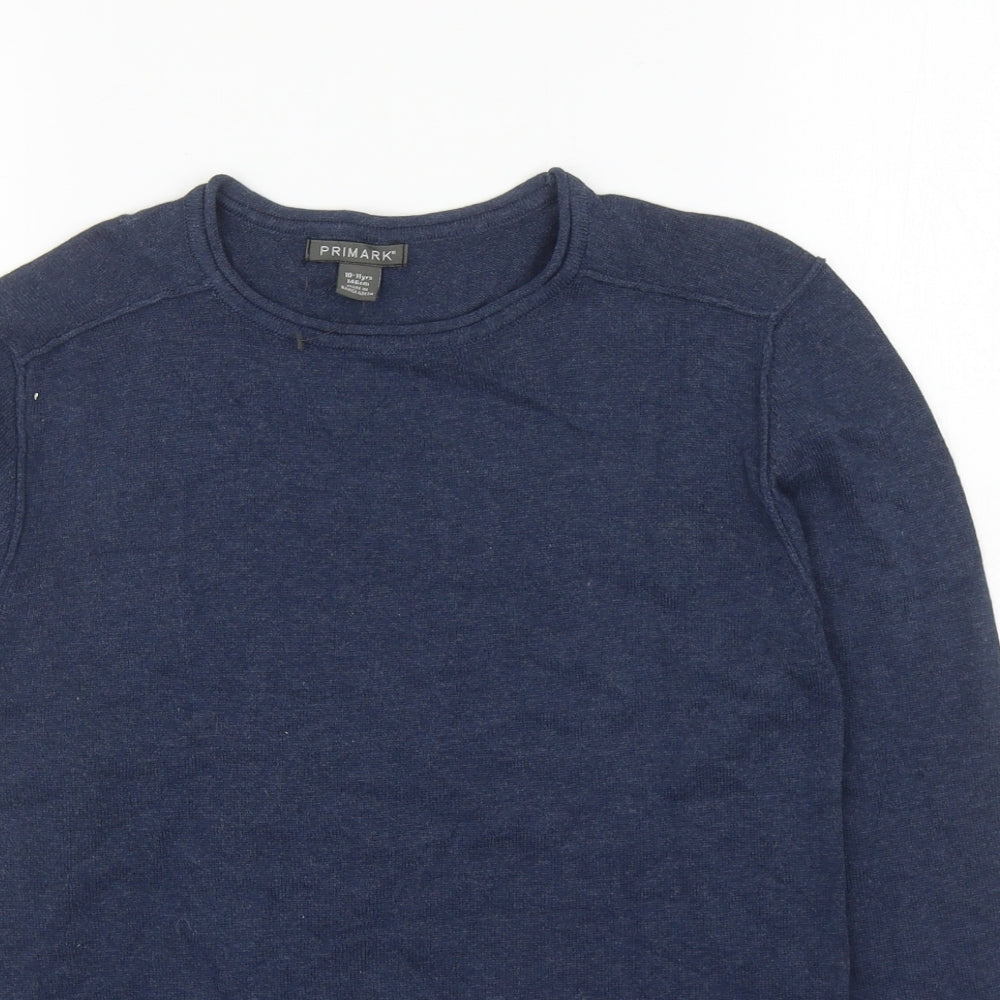 Primark Boys Blue Round Neck Cotton Pullover Jumper Size 10-11 Years Pullover