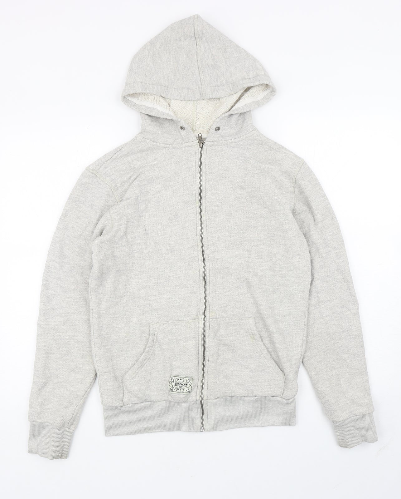 Brookhaven Womens Grey Cotton Full Zip Hoodie Size M Zip