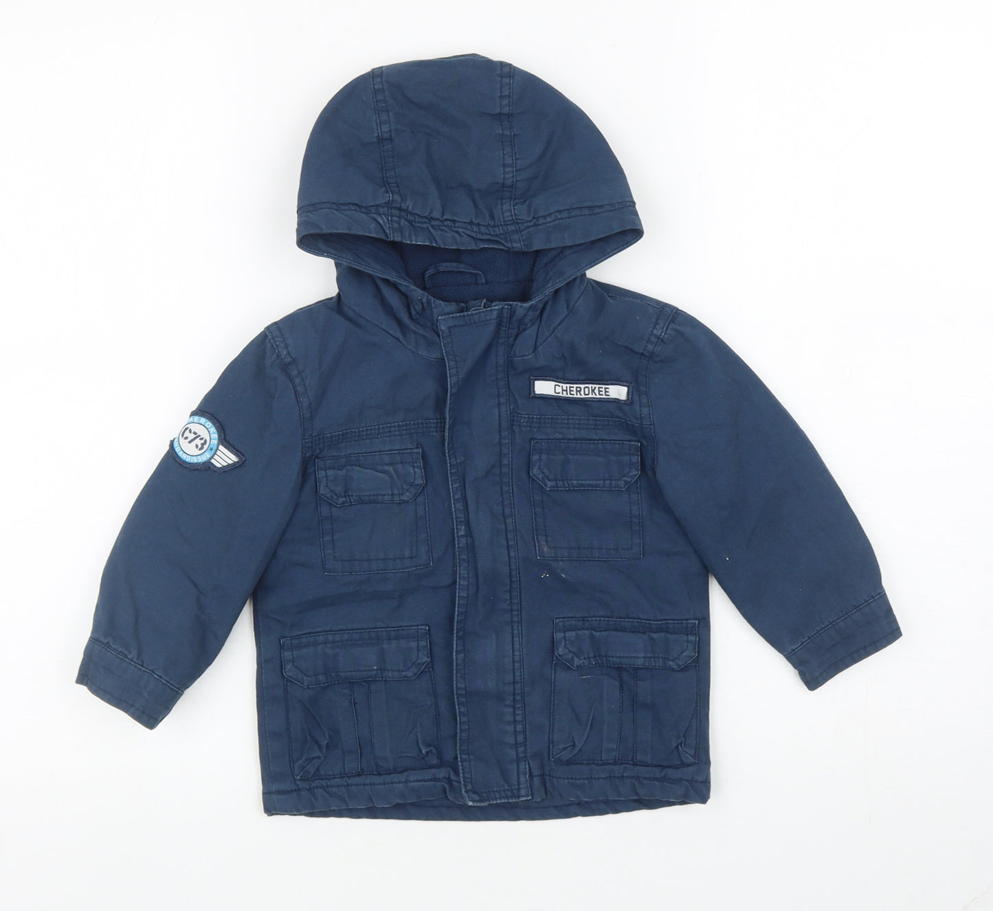 Lupilu Boys Blue Military Jacket Coat Size 12-18 Months Hook & Loop - Cherokee