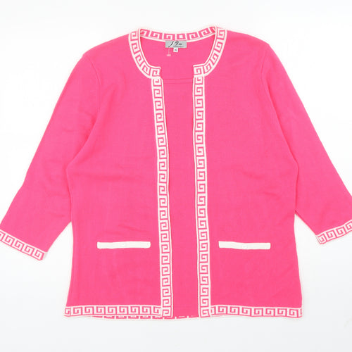 FM Collection Womens Pink Scoop Neck Geometric Acrylic Pullover Jumper Size XL