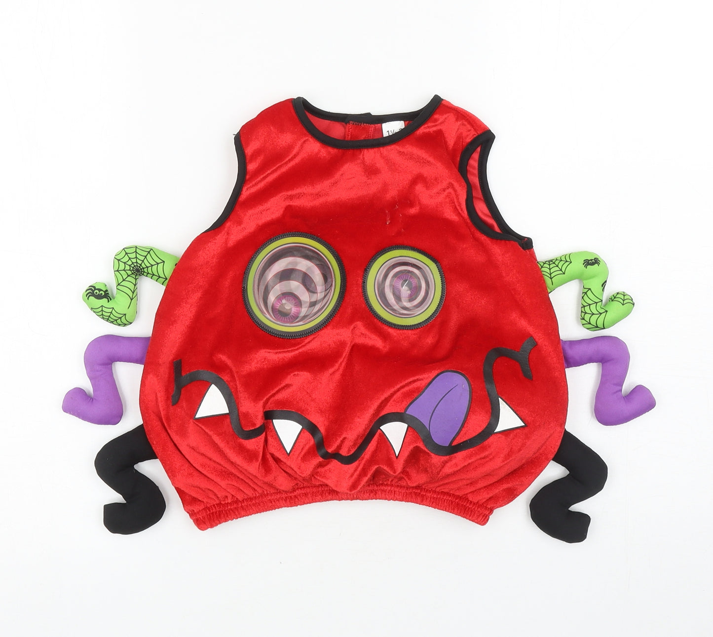 George Baby Red Polyester Basic Tank Size 18-24 Months Round Neck Hook & Loop - Halloween Spider