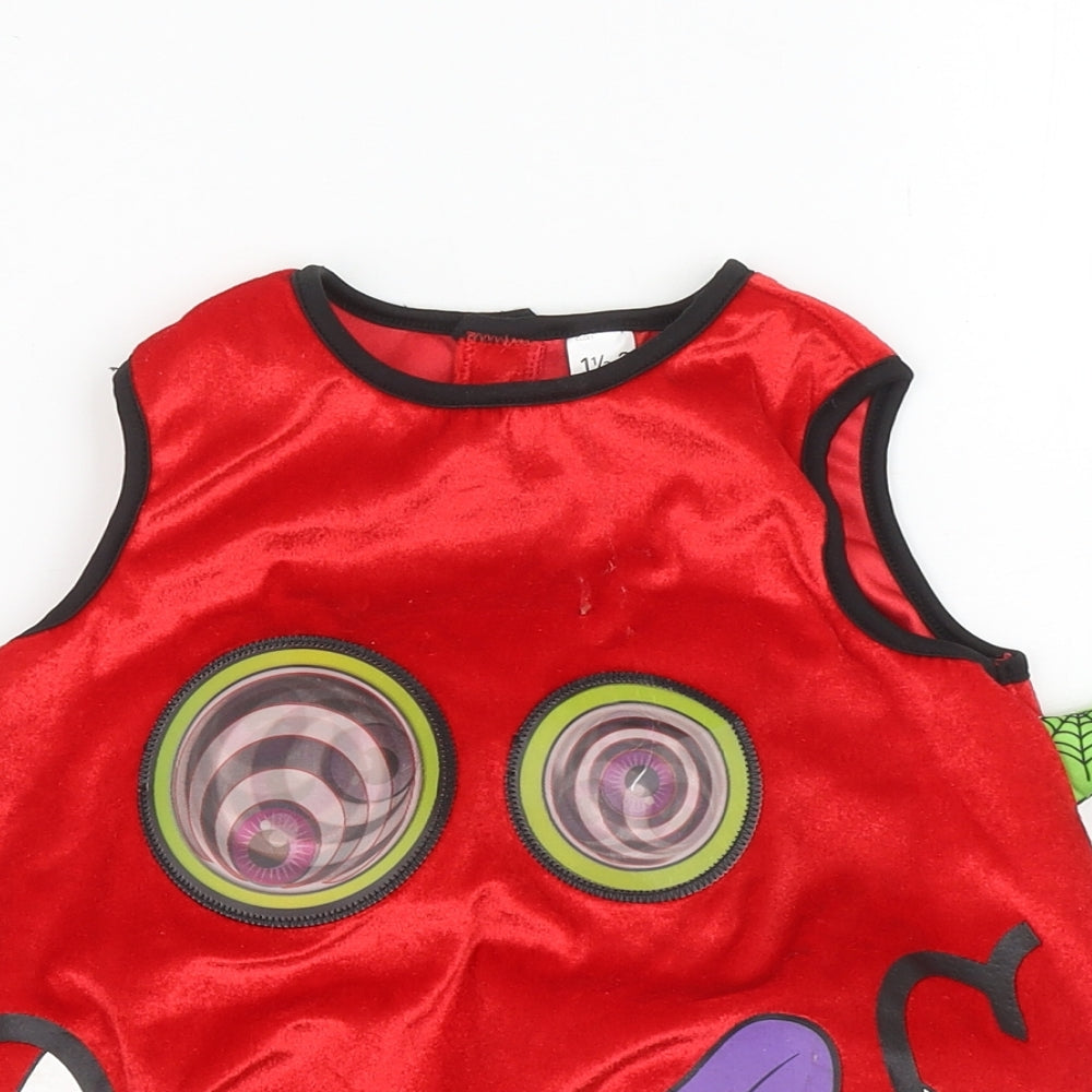 George Baby Red Polyester Basic Tank Size 18-24 Months Round Neck Hook & Loop - Halloween Spider
