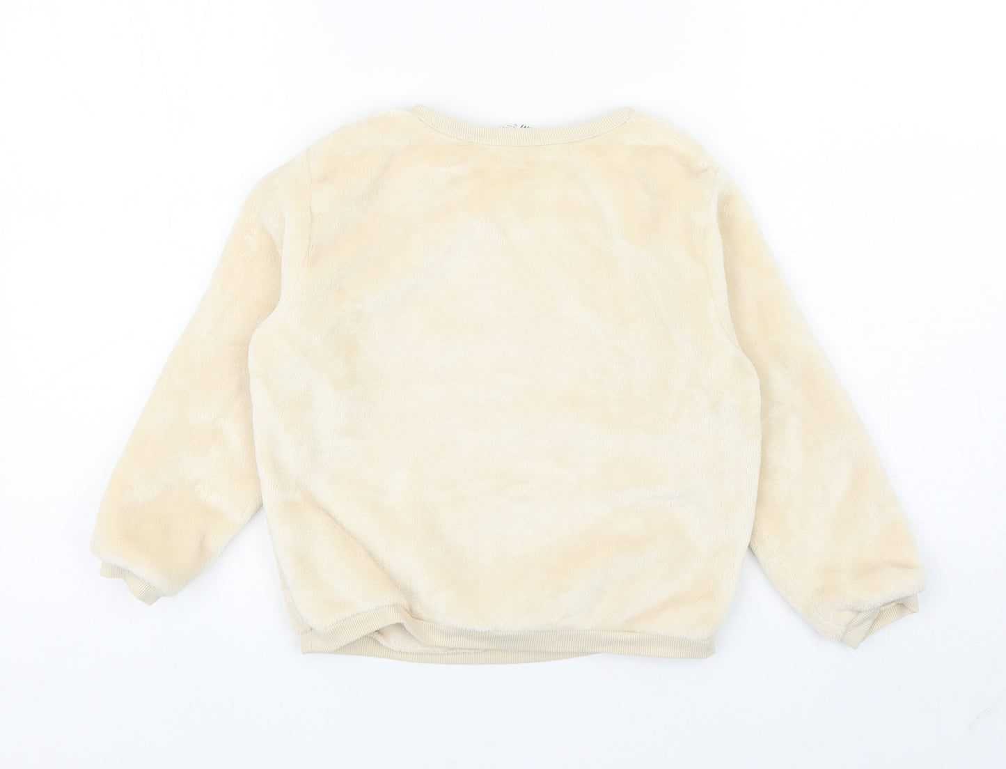 H&M Girls Beige 100% Polyester Top Lounge Set Size 4-5 Years Pullover - Unicorn