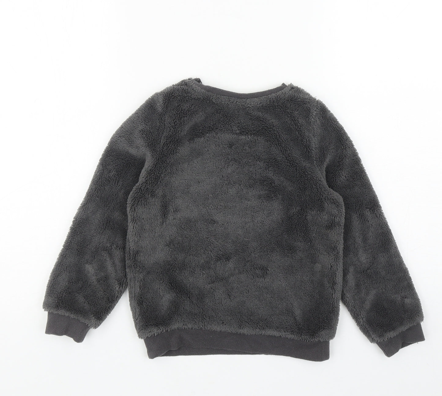 H&M Girls Grey Solid 100% Polyester Top Lounge Set Size 5-6 Years Pullover - Monster