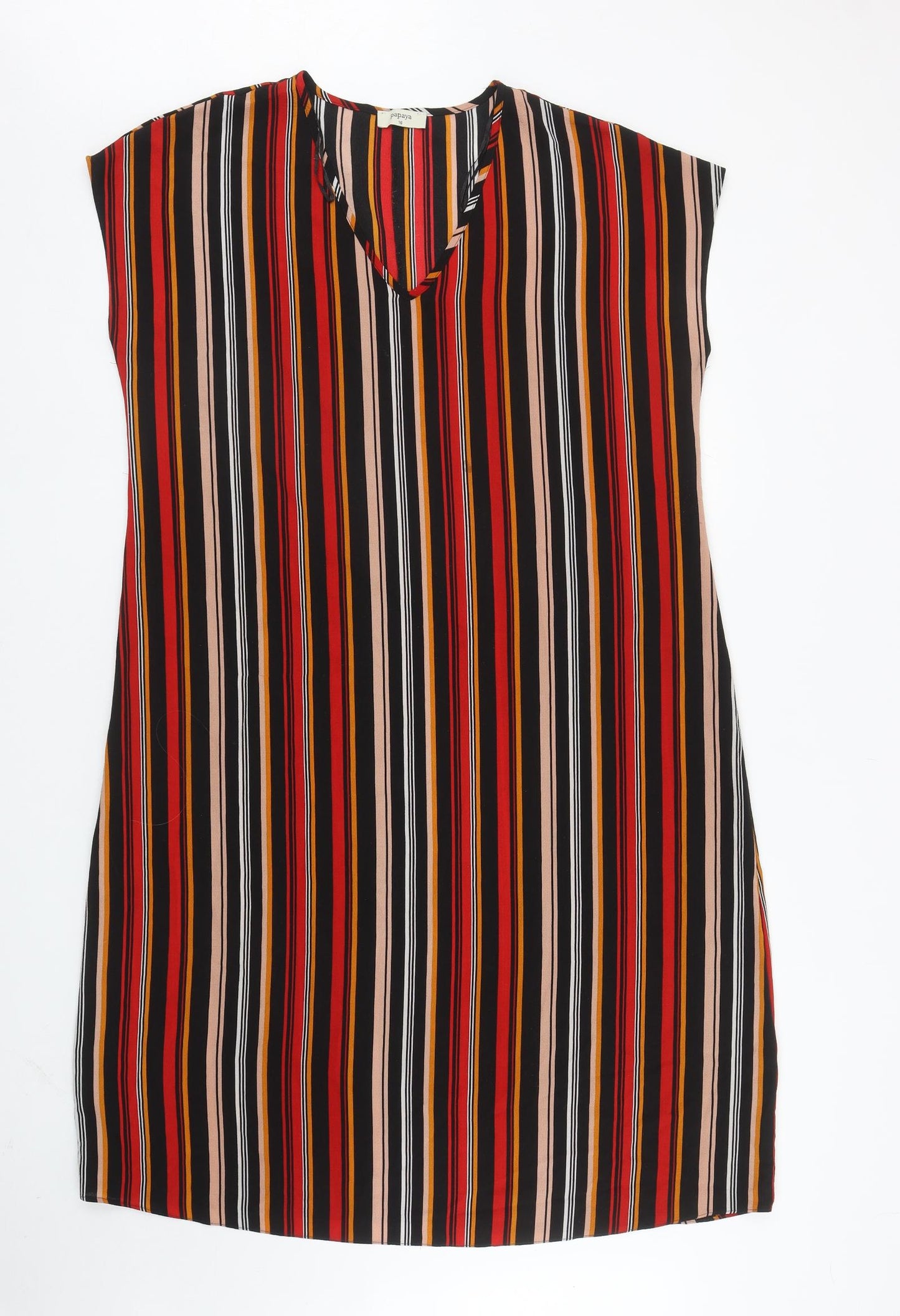Papaya Womens Multicoloured Striped Polyester Tank Dress Size 16 V-Neck Pullover