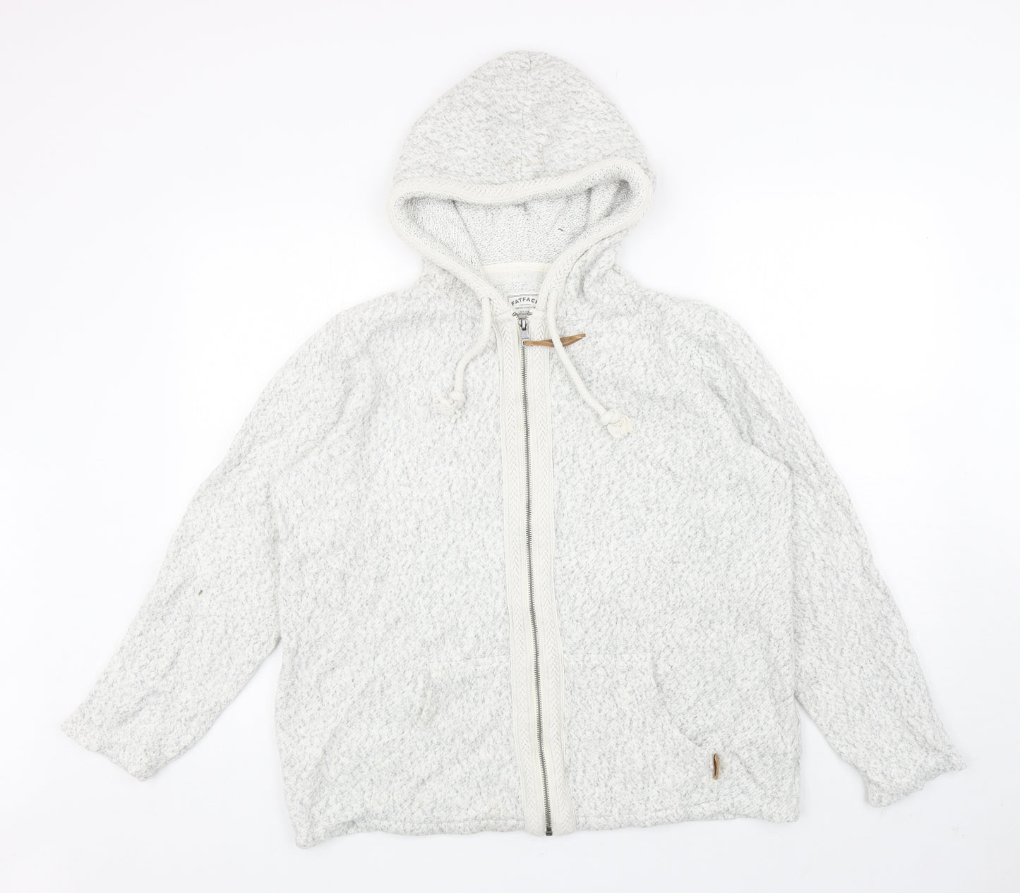 Fat Face Womens Grey Cotton Full Zip Hoodie Size 12 Zip