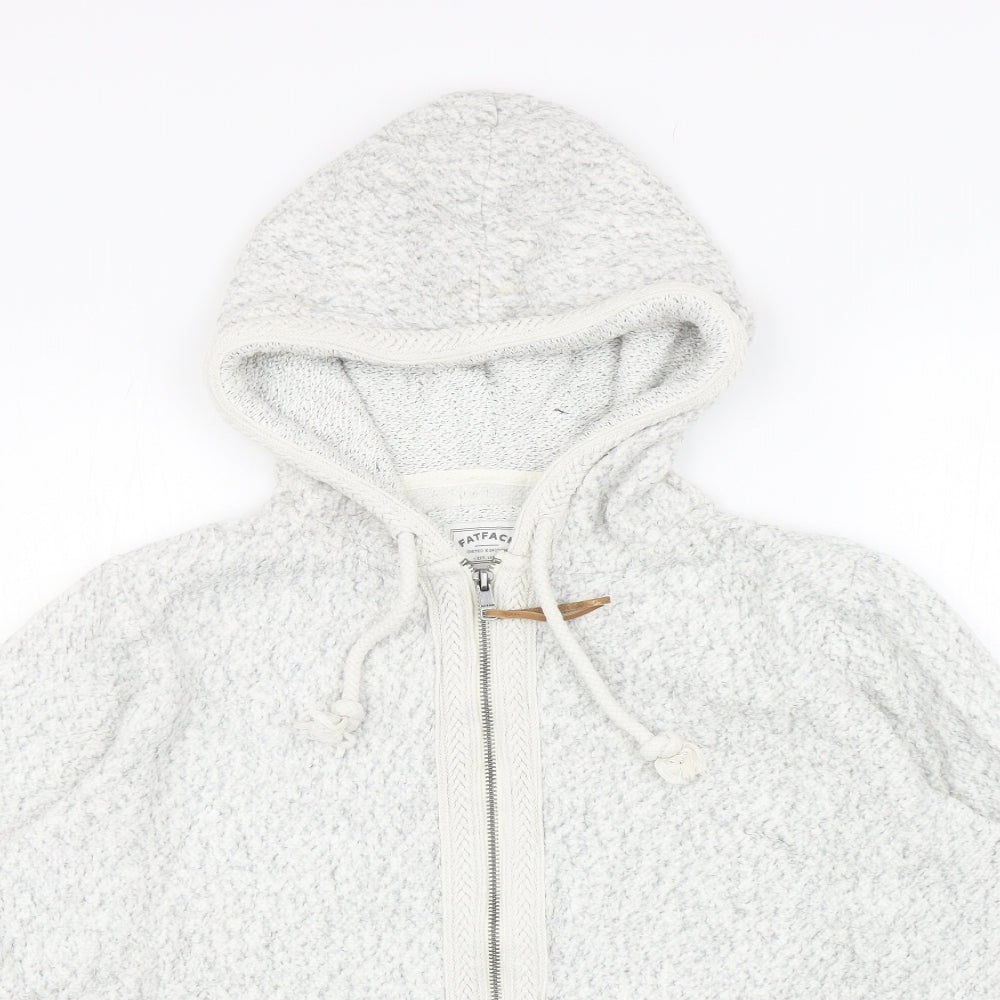Fat Face Womens Grey Cotton Full Zip Hoodie Size 12 Zip