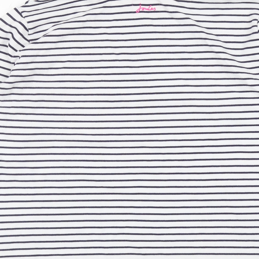 Joules Womens White Striped Cotton Pullover Sweatshirt Size 14 Zip
