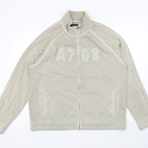 Preworn Mens Beige Polyester Full Zip Sweatshirt Size L - A708
