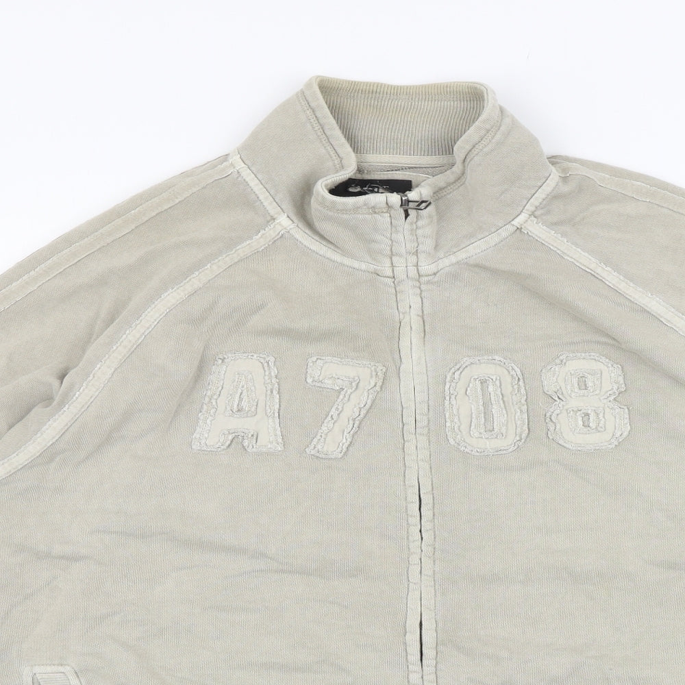 Preworn Mens Beige Polyester Full Zip Sweatshirt Size L - A708
