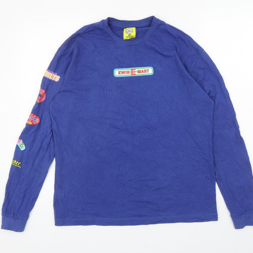 Primark Mens Blue Cotton T-Shirt Size XS Round Neck - The Simpsons Kwik-E-Mart
