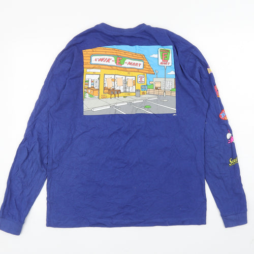 Primark Mens Blue Cotton T-Shirt Size XS Round Neck - The Simpsons Kwik-E-Mart