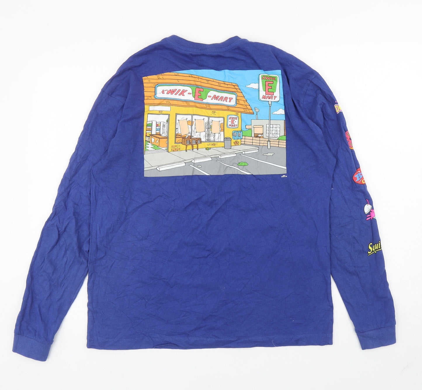 Primark Mens Blue Cotton T-Shirt Size XS Round Neck - The Simpsons Kwik-E-Mart