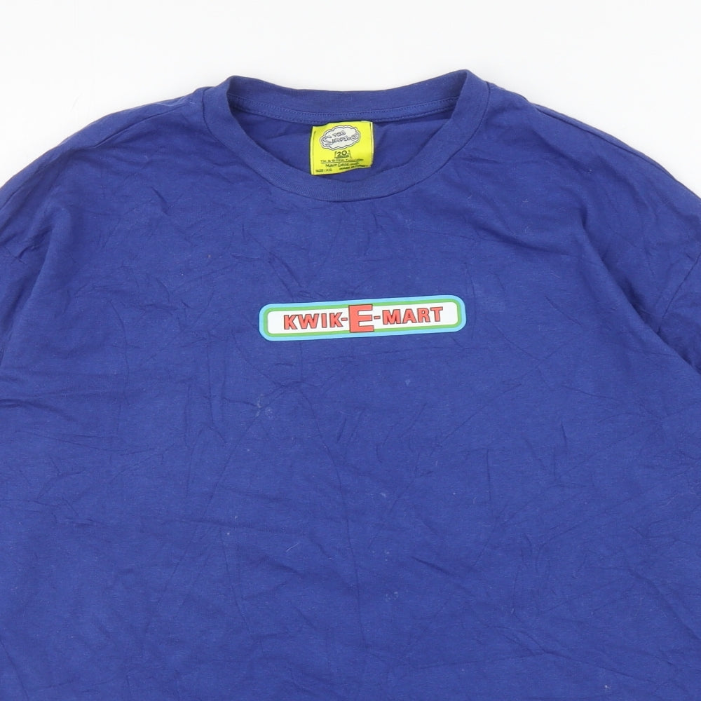 Primark Mens Blue Cotton T-Shirt Size XS Round Neck - The Simpsons Kwik-E-Mart